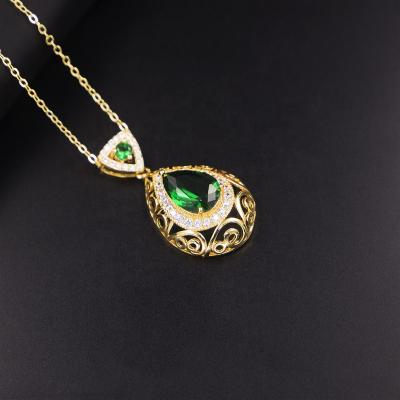 China CLASSIC Green Emerald Jewelry Set 18k Gold Zircon Necklace Set Zirconia Jewelry Set For Woman Gift for sale