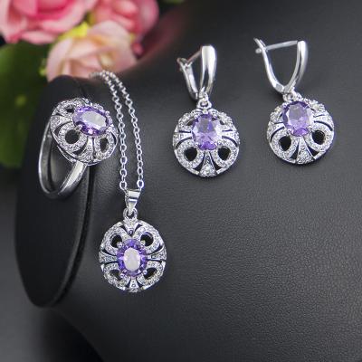 China CLASSIC Face Shape 925 Sterling Silver Jewelry Set With Zircon 18k Gold Jewelry for sale