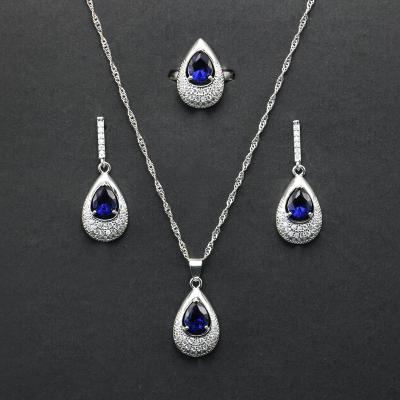 China CLASSIC Earring Ring Costume Jewelry Necklace Set 3 Piece Zircon Jewelry Set for sale