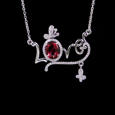 China New Fashion Romantic Jewelry Lady Love Letter Necklace Inlaid Gold Plated Zircon Clavicle Chain Necklace for sale