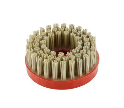 China Leather 5 Inch Round Shape Diamond Brush For Hand Polishing Machine Grinding Marble Stones for sale