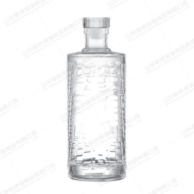 China Bar Party Liquor Bottle Clear Glass Whiskey Decanter Dispenser Set 1000ml Hot Stamping for sale