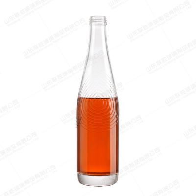 China Custom Burgundy Shape 750ml Flint Glass Bottle For Beverage Screen Printing for sale