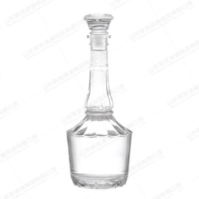 China Glass Wine Liquor Bottles Transparent Customize 200ml 300ml Unique Shaped with Glass Lid for sale