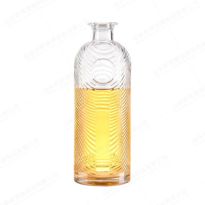 China Super Flint Round Liquor Bottle for Vodka Whisky Champagne Spirit Glass Bottle Clear for sale