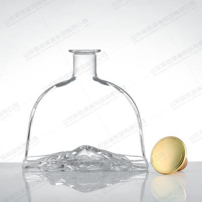 China 800 ml Glas Vodka Gin Rum Flasche mit einzigartiger Form und akzeptablem Kundenlogo zu verkaufen