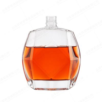 China Garrafa de vidro plana personalizada 375ml 500ml 750ml 1000ml garrafa de uísque de licor para Home Bar à venda