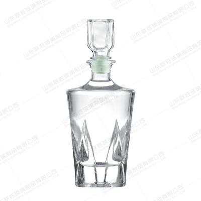 China Pyramid Base Crystal Glass Wine Bottle 250ml 375ml 500ml 750ml Rubber Stopper for Whiskey Vodka Rum for sale