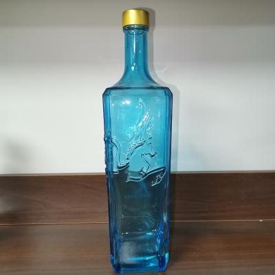 China 500 ml 750 ml 700 ml 1l Transparante Blauwe Hemel Oceaan Kleur Spirit Glasfles Te koop