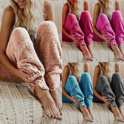 China Breathable autumn and winter new Amazon burst European and American women's pure color loose plush women's pants for sale