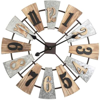 China Radio 24 Inch Farmhouse Large Wall Country Rustic Windmill Clocks for sale