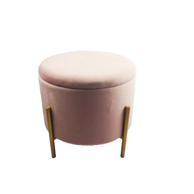 China Home Modern Round Velvet Storage Makeup Bench Dressing Stool Adjustable (Height) for sale