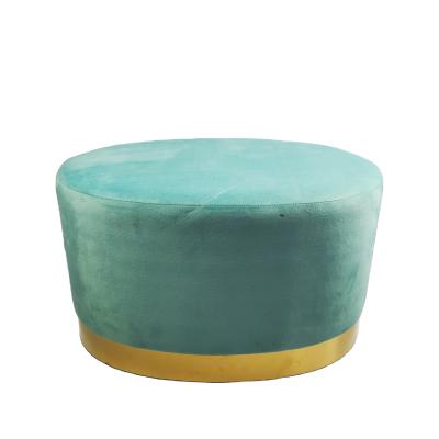 China Adjustable (Height) Velvet Footstool Upholstered Tufted Velvet Ottoman Modern Round Stool for sale