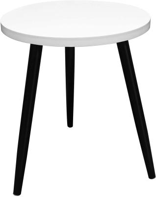 China White Wooden Cafe Side Table (Height) Solid Wood Adjustable Legs With Sturdy Black for sale