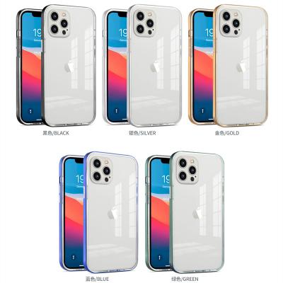 China Shockproof for iphone 11 12 13 pro max 13mini XR electroplating frame two-in-one transparent cell phone case tpu+pc back for sale