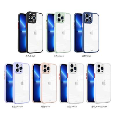 China Shockproof For iPhone 11 12 13 Pro 13mini XR 6G 8PLUS Metallization Button Skin Max Feel Frosted Transparent TPU Phone Case for sale