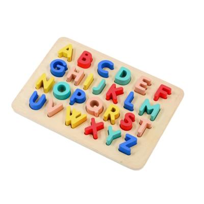 China Custom Eco-friendly Material Cartoon Alphabet Match 3d Early Educational Wooden Jigsaw Puzzle for sale