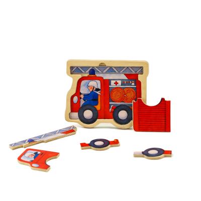 China Eco-Friendly Material Educational Puzzle Kids Large Fire Truck Brain Teaser 3d Toys Develop Brain Learning Games Puzzle for sale