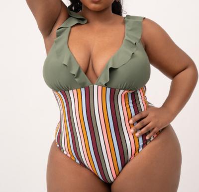 China Breathable Eco-Friendly One-Piece Swimwear Women Ruffle Monokini Bathing Suit Beach Wear Sexiest Plus Size Bikini Set for sale