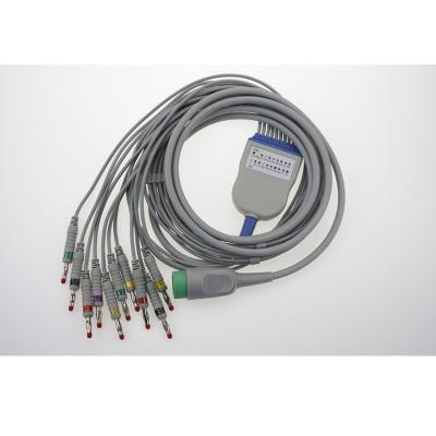 China ECG Surgical Supplies Cable with Integrated 10 Leads, DIN 3.0, 10K ohm, IEC for sale