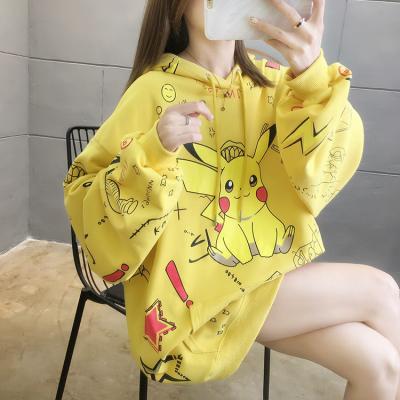 China Anti-wrinkle loose hoodie with 2020 fashion t-shirt women girl t-shirt hat cartoon print long sleeve graphic tees top shirts apparel for sale