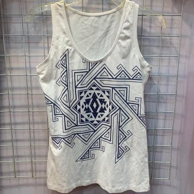 China Cotton anti-shrink white t-shirt with print for women sleeveless t-shirt vest vest feminina simple eco-friendly clothing for sale