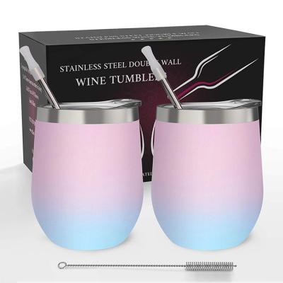 China Viable Free Sample Colorful 12oz Wine Tumbler Stainless Steel Wine Tumbler With Customized Logo And Color for sale