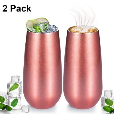 China Sustainable Vacuum Insulated Stainless Steel 6oz Stemless Champagne Flute Champagne Flutes for sale