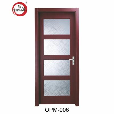 China Hot Selling Simple Designs Many Colors Interior Apartment Wooden Glass Bedroom PVC Swing Door for sale