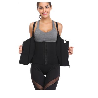 China Fat Antibacterial Sauna Sweat Weight Loss Vest Waist Trainer Body Shaper Tummy Slim Control Shapewear With Adjustable Straps for sale