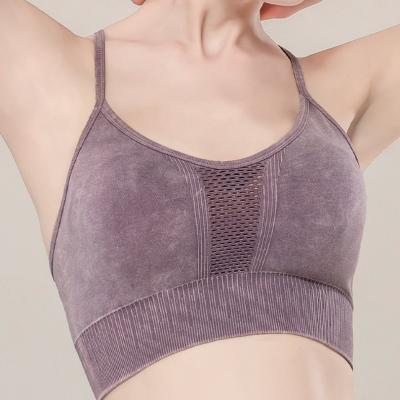 China New antibacterial seamless strap-on sports bra, yoga tight back suit, high-impact vest sports bra for sale