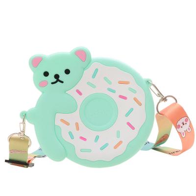 China 2021 New Product Cute Cartoon Ideas Handbags Messenger Cute Silicone Rubber Children Bags Donut Bear Shape Cell Phone Fashion Bags Mini Bags for sale