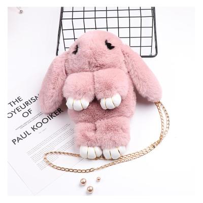 China 2021 New Product Cute Handbags Messenger Cute Cartoon Ideas Kids Plush Rabbit Shape Bags Fashionable Mobile Phone Bags Mini Bags for sale