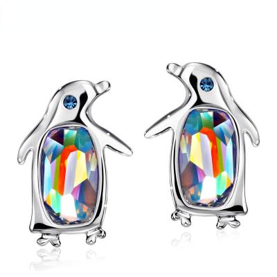 China TRENDY Fashion Earrings Trend 2021 925 Silver Needle Other Austrian Crystal 18k Copper Gold Plated Cute Penguins Charm Women Earrings for sale