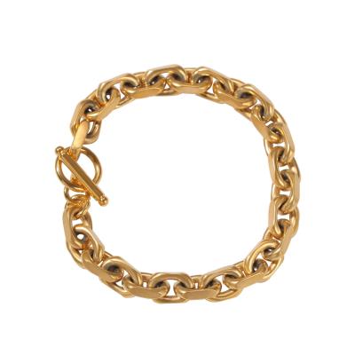 China Hiphop New Arrival Fashion Jewelry Round O-Chain Stainless Steel 18k Gold Plating Hip Hop Style Necklace Bracelet High Quality for sale