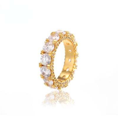 China New High Quality Sun Shape Jewelry Hip Hop Fashion Diamond Cooper 18k Full Gold Plating With Zircon Hip Hop Style Rings for sale