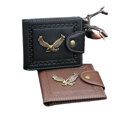 China 2021 Hot Selling Trendy Men's Waterproof Eagle 2021 Metal Alloy Leather PU Coin Purse Cartoon Fashion Grip Clip Holders Wallets for sale