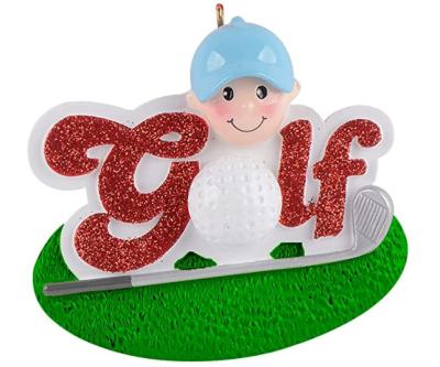 China Resin Personalized Golf Boy Christmas Ornament for sale