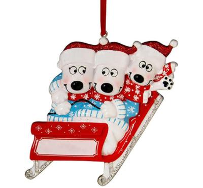 China Resin Personalized Sleigh Puppy Family Christmas Ornament for sale