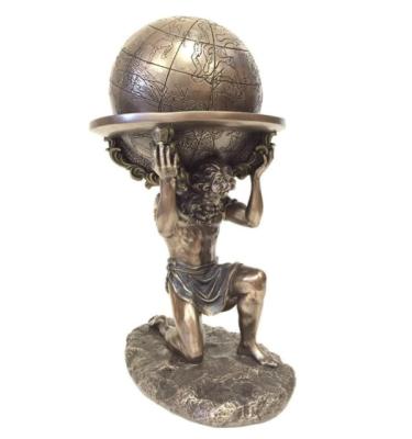 China Titan Bronze Greek Atlas of Europe Carrying the World Statue for sale