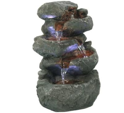 China Europe Desktop Fountain With LED Light-Stacked Stone Indoor Waterfall for sale