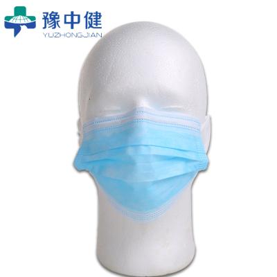 China Blue+ White Adult Blue Disposable 3 Ply Flu Dust Face Masks ISO9001 for sale