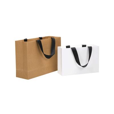 China Custom Printing Recyclable Carry Recycled Brown Kraft Paper Takeout Craft Grocery Packing Restaurant Cafe Food Bags for sale