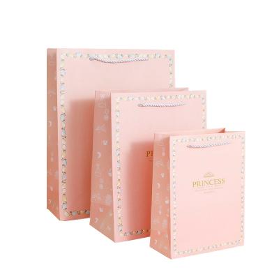 China Custom Recyclable Logo Printed Black Pink Small Private Personalized Luxury Shopping Tote Gift Paper Bags With Ribbon Handles For Jewelry for sale