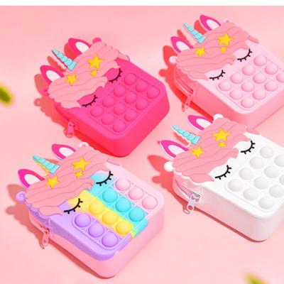 China Portable Macaron Colors Students School Bags Bubble Mini Coin Purse Rainbow Fidget Sensory Press Case Pen Storage Kids Toy Pencil for sale