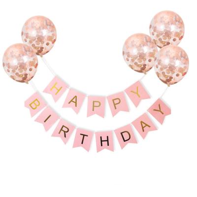 China 12 Inch Confetti Latex Balloon Gift Toy Set Fashion Happy Birthday Banner Birthday Party Celebration Decorations for sale