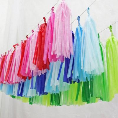 China Colorful Hanging Tissue Paper Tassel Paper Garland Diy Tissue Paper Tassel Party Decorations For Birthday Wedding Anniversary Party for sale