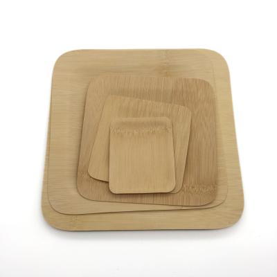 China Popular Disposable Bamboo Wood Disposable Craft Disposable Biodegradable Tray Dish Bamboo Fruit Dish Set Dinner Tableware Dishes for sale