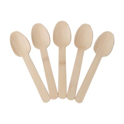 China Co Factory Friendly Small Wholesale For Kids Natural Mini Milk Ice Cream Spoon Spice Serving Salad Biodegradable Disposable Bamboo Spoon for sale