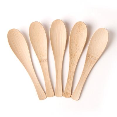 China Small Co Friendly Wholesale 100% Organic For Kids Natural Ice Cream Spice Spoon Salad Milk Cream One Time Cheap Bamboo Spoons for sale